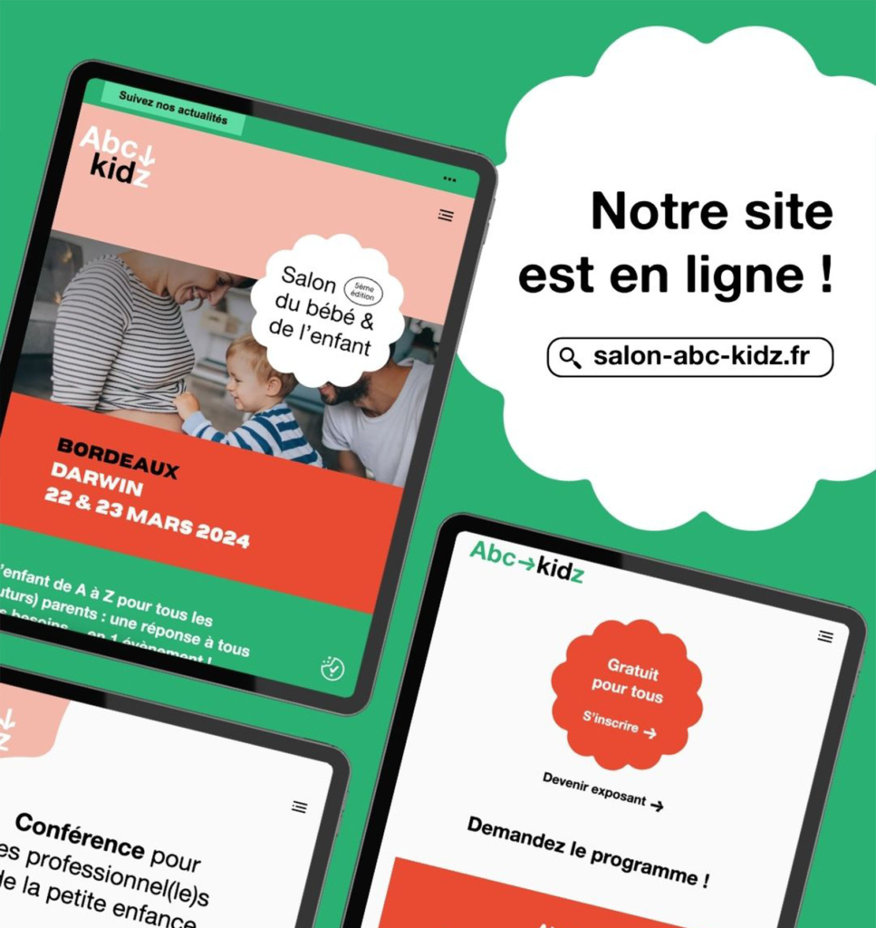 Image de couverture illustrant le projet "Salon du bébé et de l’enfant de Bordeaux" par l'agence doo la pour le client Abc kidz