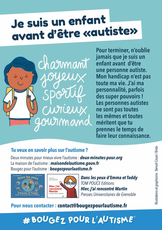 4e de couverture de la Bande Dessinée "Bougez pour l'autisme" réalisée par l'agence doo la pour le client AVA