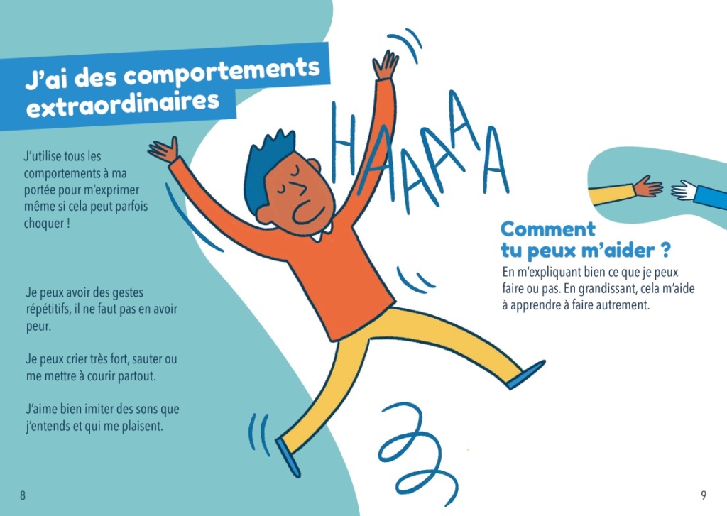 Pages 8 & 9 de la Bande Dessinée "Bougez pour l'autisme" réalisée par l'agence doo la pour le client AVA